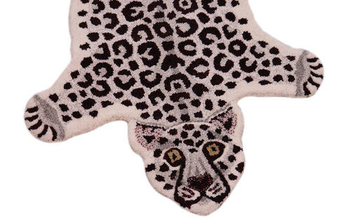 handmade Contemporary Leopard White Gray Hand Tufted  100% WOOL area rug 2'X3'