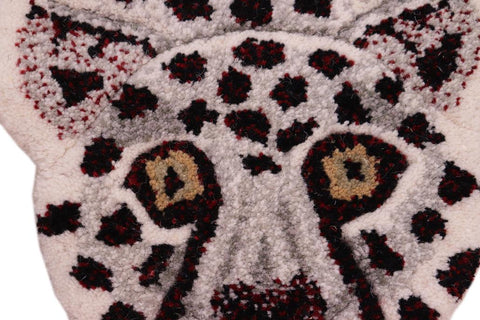 handmade Contemporary Leopard White Gray Hand Tufted  100% WOOL area rug 2'X3'