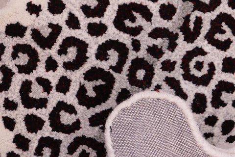 handmade Contemporary Leopard White Gray Hand Tufted  100% WOOL area rug 2'X3'