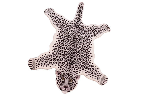 handmade Contemporary Leopard White Gray Hand Tufted  100% WOOL area rug 2'X3'