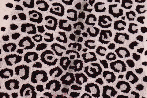 handmade Contemporary Leopard White Gray Hand Tufted  100% WOOL area rug 2'X3'