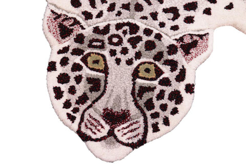 handmade Contemporary Leopard White Gray Hand Tufted  100% WOOL area rug 2'X3'