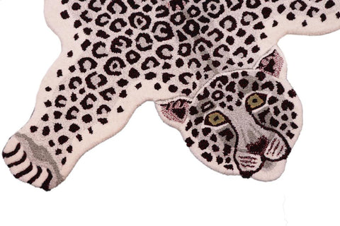 handmade Contemporary Leopard White Gray Hand Tufted  100% WOOL area rug 2'X3'