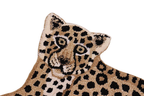 handmade Contemporary Leopard Tan Black Hand Tufted  100% WOOL area rug 2'X3'