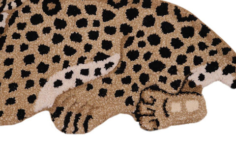 handmade Contemporary Leopard Tan Black Hand Tufted  100% WOOL area rug 2'X3'