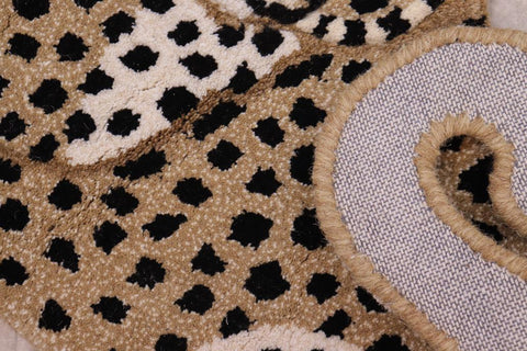 handmade Contemporary Leopard Tan Black Hand Tufted  100% WOOL area rug 2'X3'