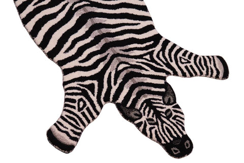 handmade Contemporary Zebra Ivory Black Hand Tufted  100% WOOL area rug 3'X5'