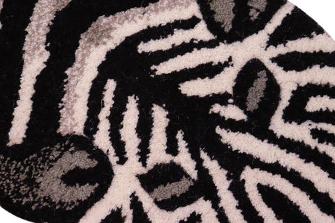 handmade Contemporary Zebra Ivory Black Hand Tufted  100% WOOL area rug 3'X5'