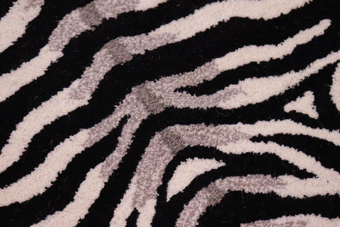 handmade Contemporary Zebra Ivory Black Hand Tufted  100% WOOL area rug 3'X5'