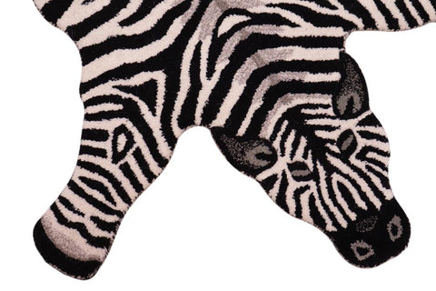 handmade Contemporary Zebra Ivory Black Hand Tufted  100% WOOL area rug 3'X5'