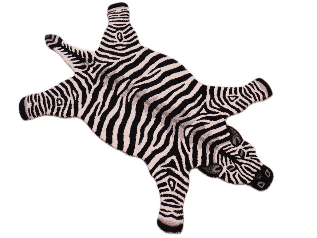 handmade Contemporary Zebra Ivory Black Hand Tufted  100% WOOL area rug 3'X5'