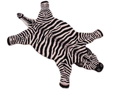 handmade Contemporary Zebra Ivory Black Hand Tufted  100% WOOL area rug 3'X5'