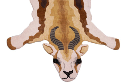 handmade Contemporary Deer Ivory Gold Hand Tufted  100% WOOL area rug 4'X6'