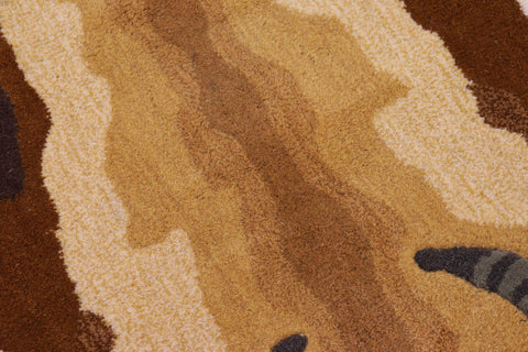 handmade Contemporary Deer Ivory Gold Hand Tufted  100% WOOL area rug 4'X6'
