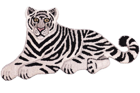 handmade Contemporary Tiger Ivory Black Hand Tufted  100% WOOL area rug 2'X3'