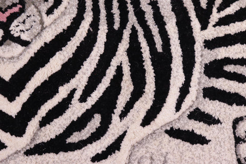 handmade Contemporary Tiger Ivory Black Hand Tufted  100% WOOL area rug 2'X3'