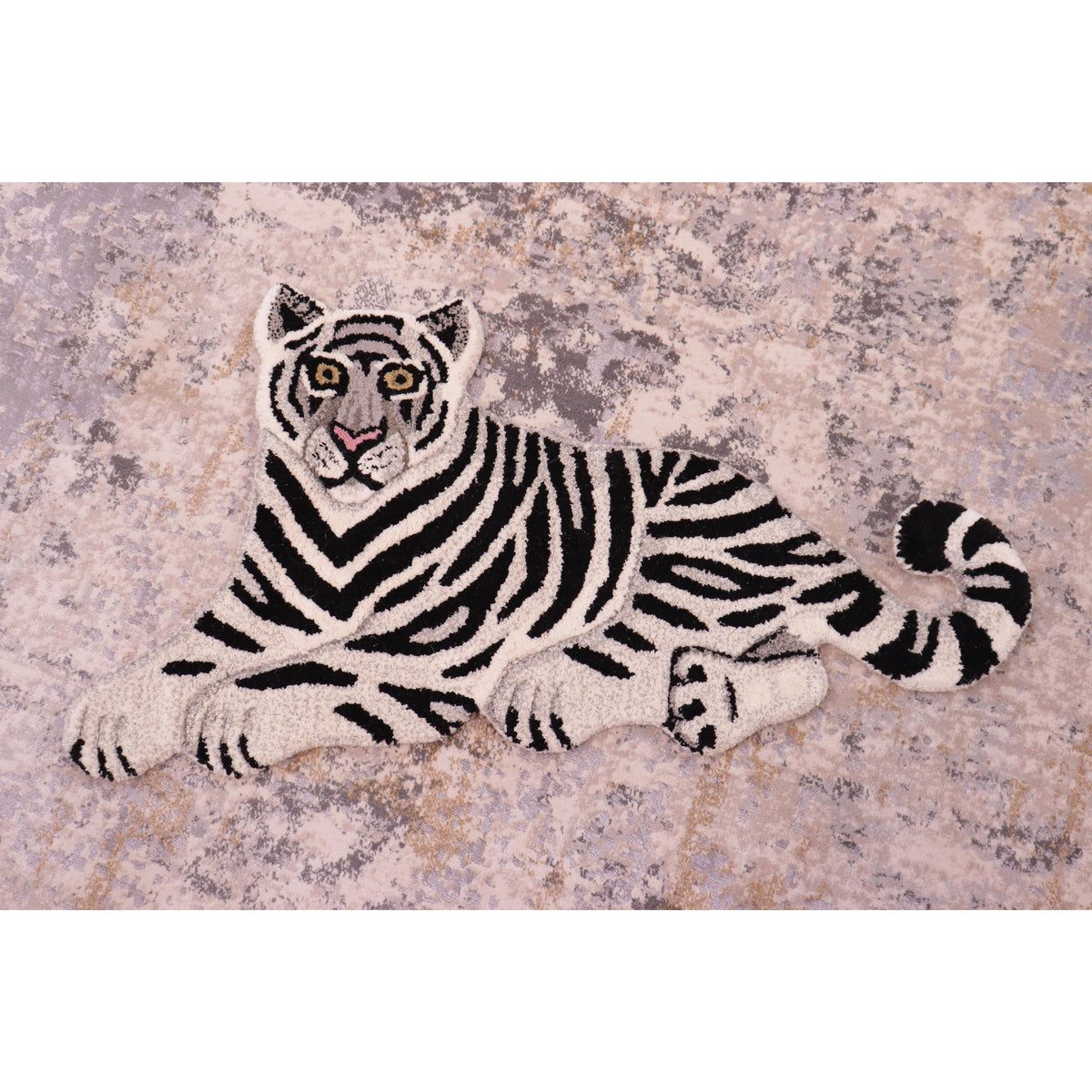 handmade Contemporary Tiger Ivory Black Hand Tufted  100% WOOL area rug 2'X3'