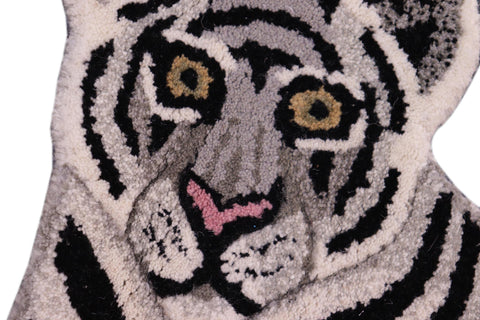 handmade Contemporary Tiger Ivory Black Hand Tufted  100% WOOL area rug 2'X3'
