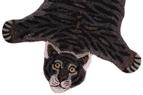 handmade Contemporary Tiger Black Gray Hand Tufted  100% WOOL area rug 2'X3'