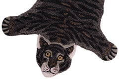 handmade Contemporary Tiger Black Gray Hand Tufted  100% WOOL area rug 2'X3'