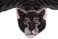 handmade Contemporary Tiger Black Gray Hand Tufted  100% WOOL area rug 2'X3'