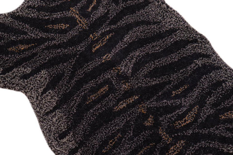 handmade Contemporary Tiger Black Gray Hand Tufted  100% WOOL area rug 2'X3'