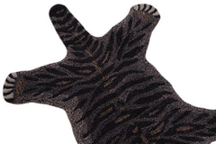 handmade Contemporary Tiger Black Gray Hand Tufted  100% WOOL area rug 2'X3'
