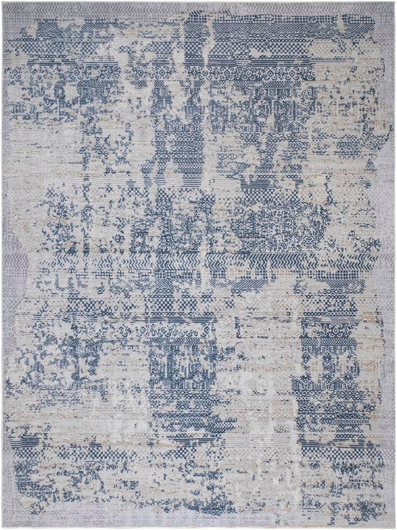 handmade Transitional Distressed Gray Blue Machine Made RECTANGLE POLYESTER area rug 9x12