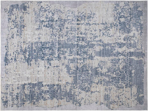 handmade Transitional Distressed Gray Blue Machine Made RECTANGLE POLYESTER area rug 9x12