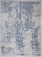 handmade Transitional Distressed Gray Blue Machine Made RECTANGLE POLYESTER area rug 9x12