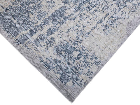 handmade Transitional Distressed Gray Blue Machine Made RECTANGLE POLYESTER area rug 9x12