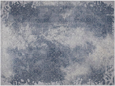 handmade Transitional Distressed Gray Blue Machine Made RECTANGLE POLYESTER area rug 9x12