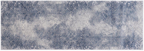 handmade Transitional Distressed Gray Blue Machine Made RECTANGLE POLYESTER area rug 9x12