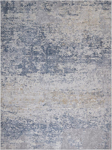 handmade Transitional Vintage Blue Gray Machine Made RECTANGLE POLYESTER area rug 9x12