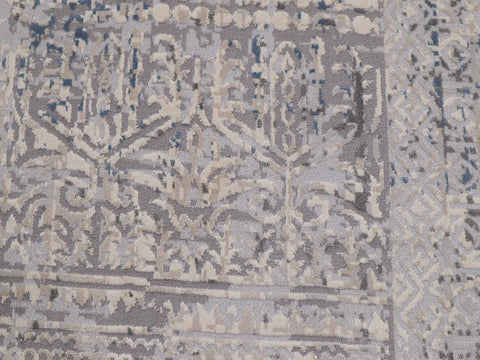 handmade Transitional Vintage Gray Blue Machine Made RECTANGLE POLYESTER area rug 9x12