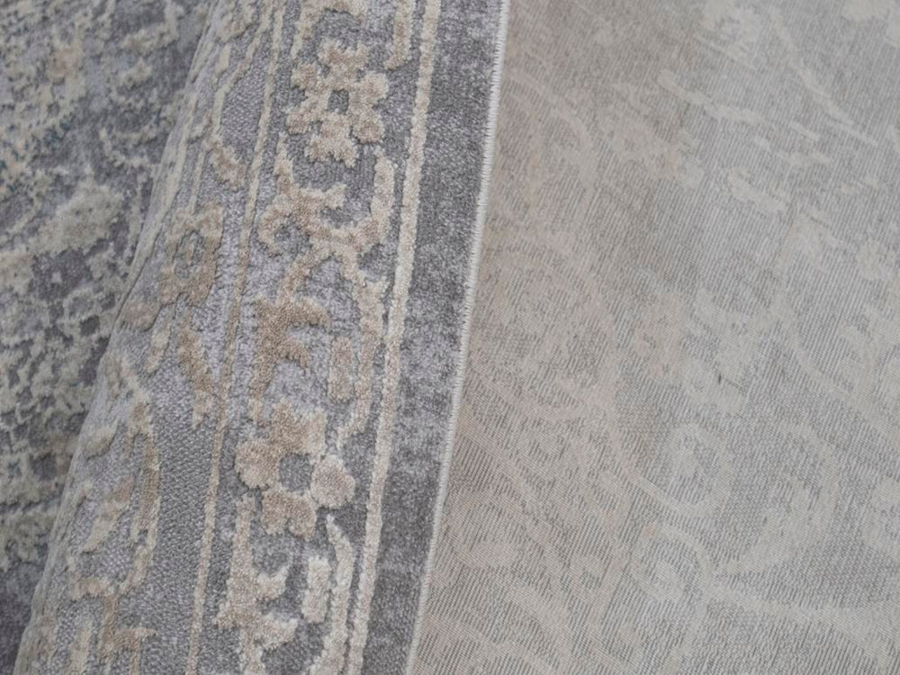 handmade Transitional Vintage Gray Beige Machine Made RECTANGLE POLYESTER area rug 9x12