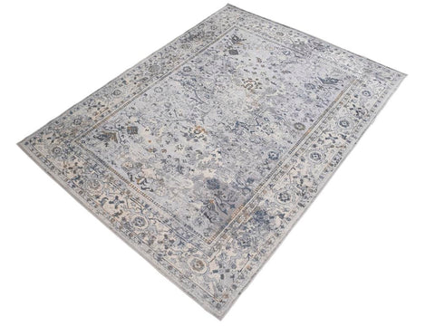 handmade Transitional Vintage Gray Beige Machine Made RECTANGLE POLYESTER area rug 3x5
