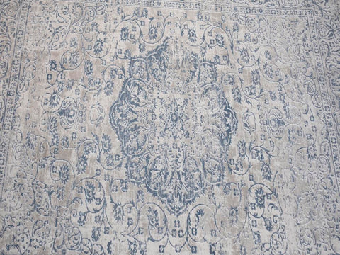 handmade Transitional Vintage Gray Blue Machine Made RECTANGLE POLYESTER area rug 9x12