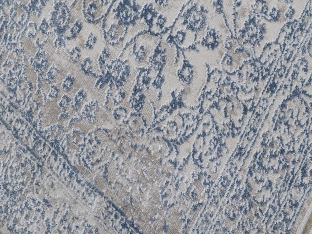 handmade Transitional Vintage Gray Blue Machine Made RECTANGLE POLYESTER area rug 9x12