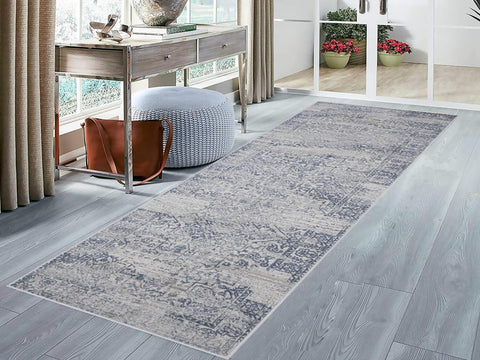 handmade Modern Vintage Beige Blue Machine Made RECTANGLE POLYESTER area rug 9x12