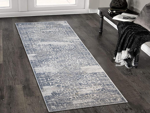 handmade Transitional Vintage Beige Blue Machine Made RECTANGLE POLYESTER area rug 9x12