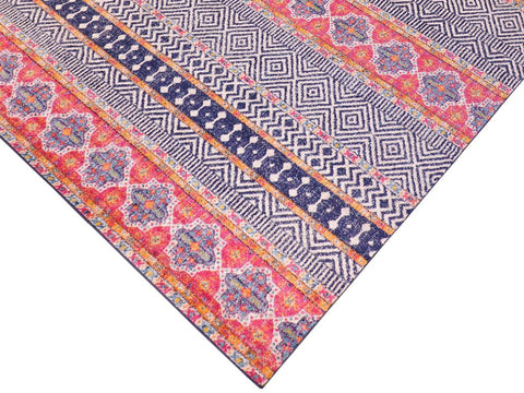 handmade Geometric Modern Blue Fushia Machine Made RECTANGLE POLYESTER area rug