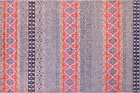 handmade Geometric Modern Blue Fushia Machine Made RECTANGLE POLYESTER area rug