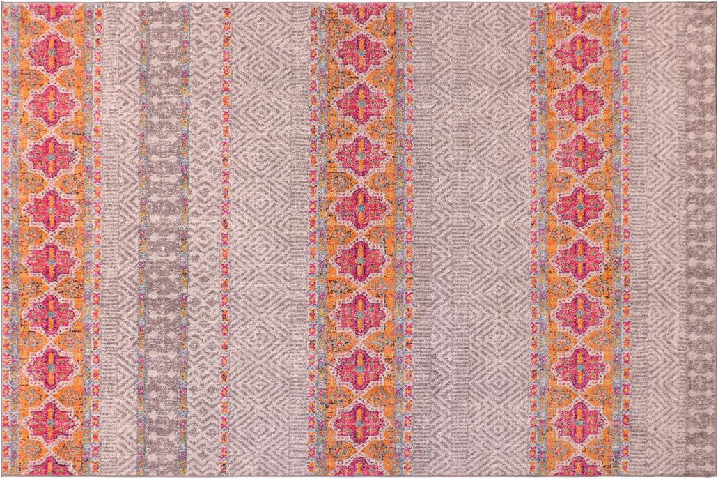 handmade Geometric Modern Light Gray Pink Machine Made RECTANGLE POLYESTER area rug 10x14