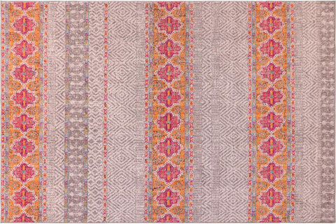 handmade Geometric Modern Light Gray Pink Machine Made RECTANGLE POLYESTER area rug 10x14