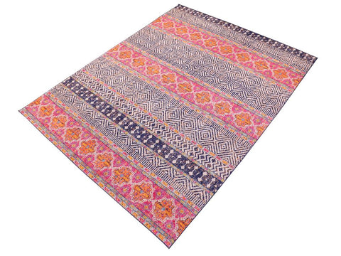 handmade Geometric Modern Blue Fushia Machine Made RECTANGLE POLYESTER area rug 10x14