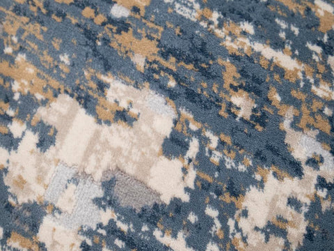 handmade Modern Abstract Blue Beige Machine Made RECTANGLE POLYESTER area rug 9x12