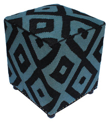 handmade  Ottoman Black Grey HandmadeRECTANGLE 100% WOOL area rug