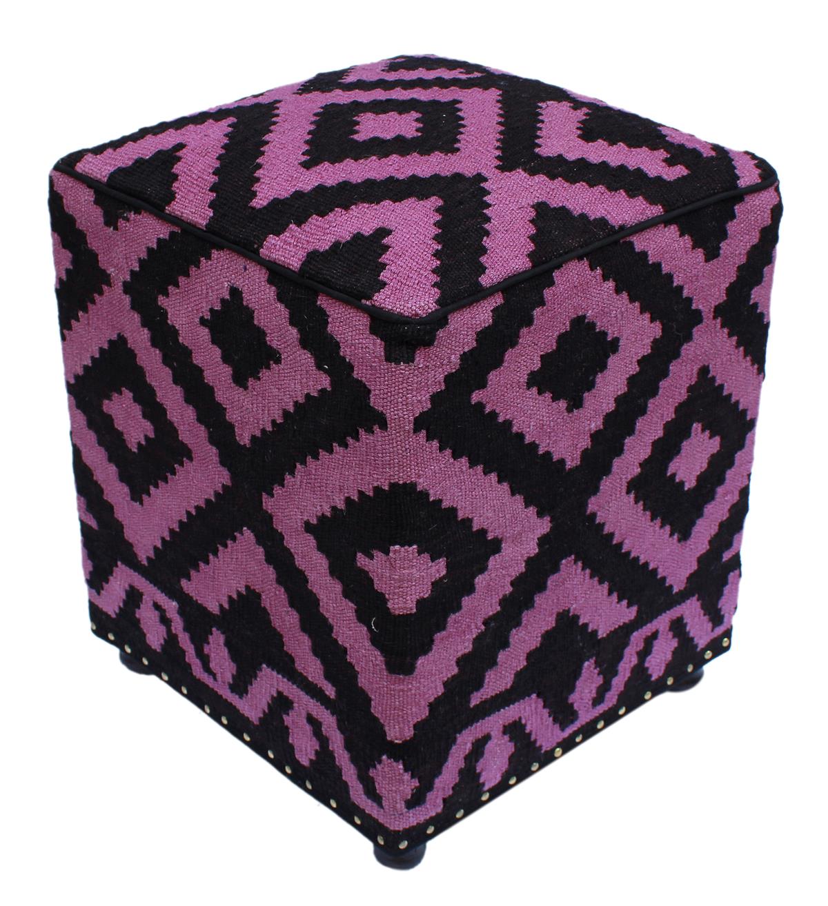 handmade  Ottoman Black Purple HandmadeRECTANGLE 100% WOOL area rug