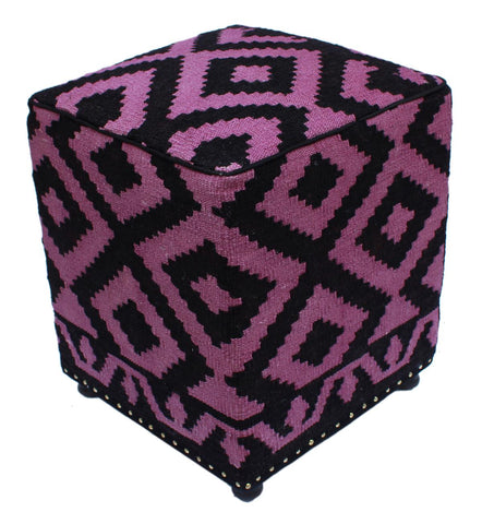 handmade  Ottoman Black Purple HandmadeRECTANGLE 100% WOOL area rug